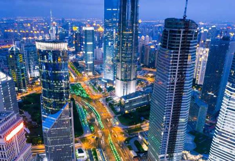 Kina Shanghai Skyline (kina Kontor - signaturfoto)